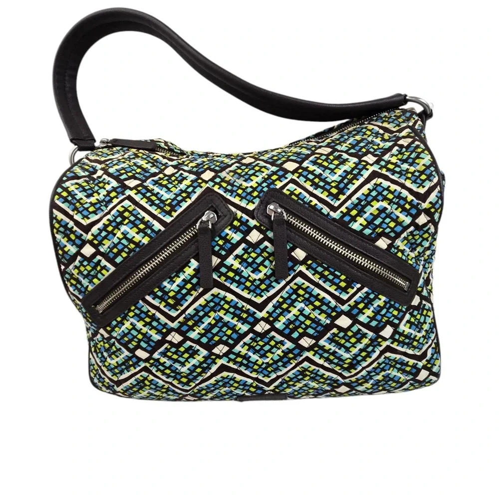 Vera Bradley Vivian Hobo Rain Forest Pattern Quilted Cotton Satchel Bag READ
